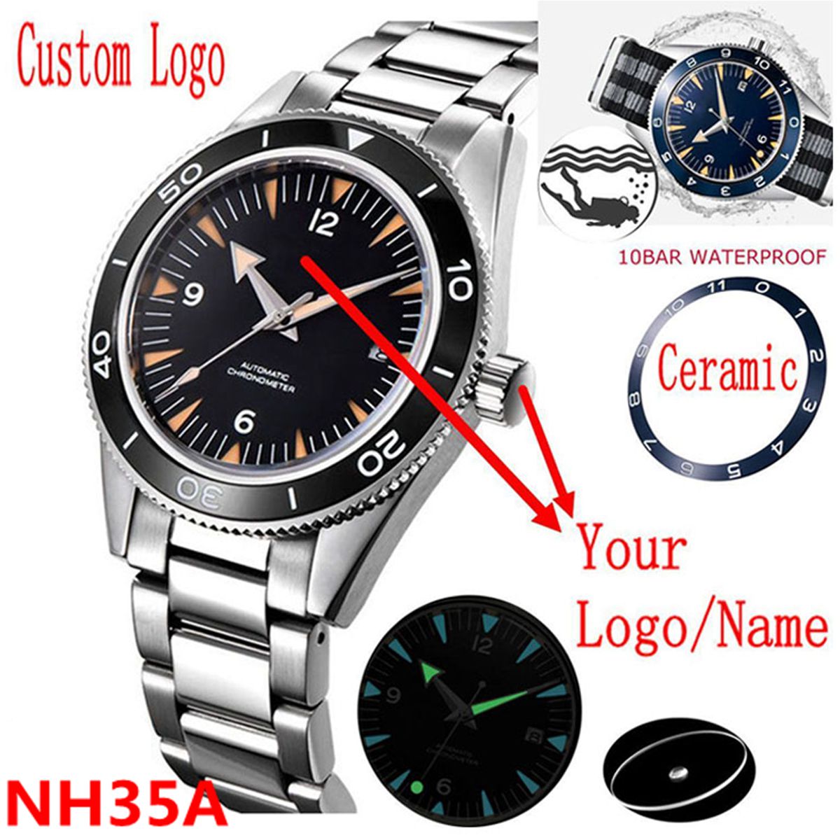 Jewelry Style Watches - شعار مخصص NH35 ساعة يد تعمل