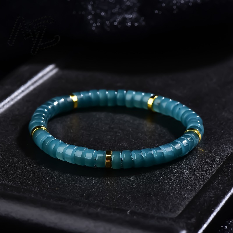 Jewelry & Watches Spółka Z Ograniczoną Odpowiedzialnością Sp Z Oo - سوار من خرز اليشم الطبيعي الأزرق