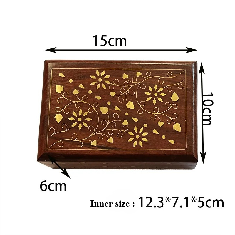 صندوق خشبي صلب مرصع بالنحاس مص - مراجعة Indian Jewelry Watches وسعره